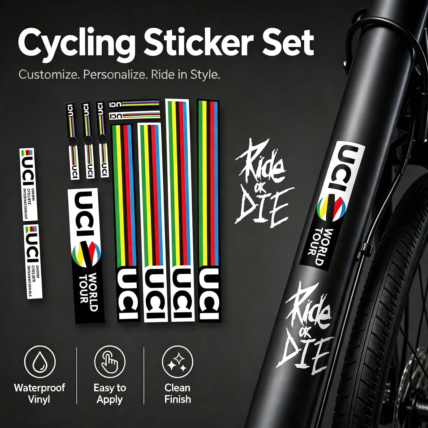 Mountain Biking Uci - Kit d'autocollants décoratifs DIY UCI pour
